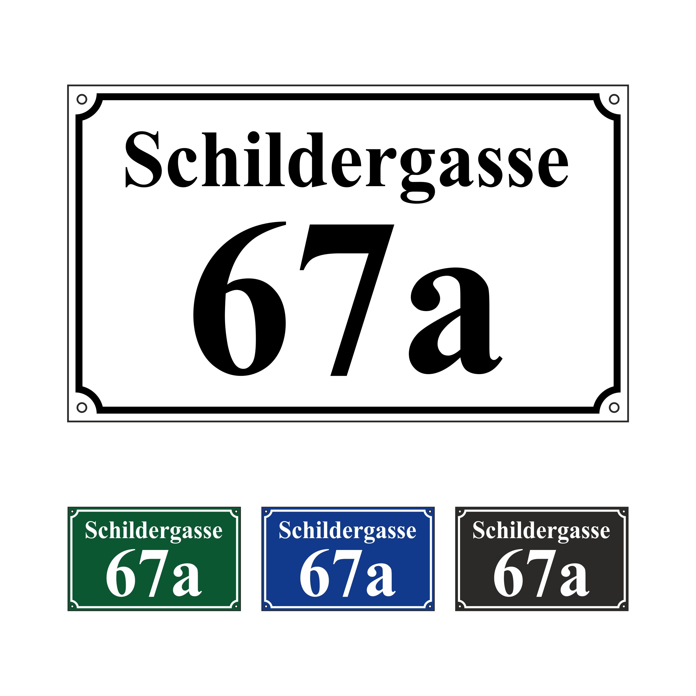 Hausnummer + Straße "Times" 25x15cm