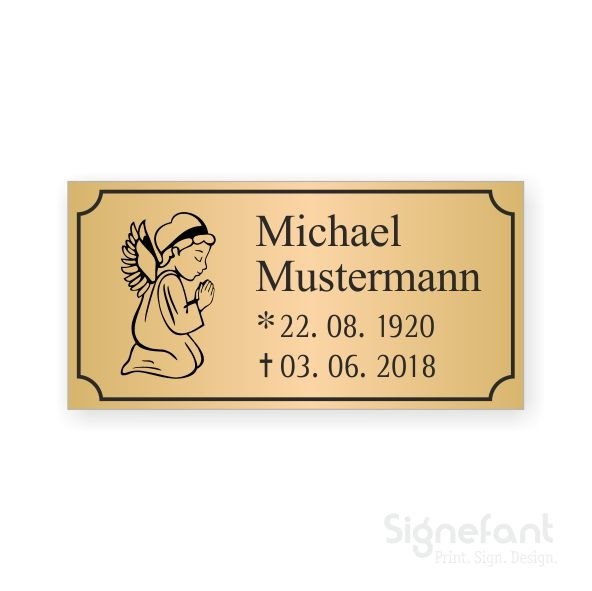 Messing-Grabschild "Betender Engel"