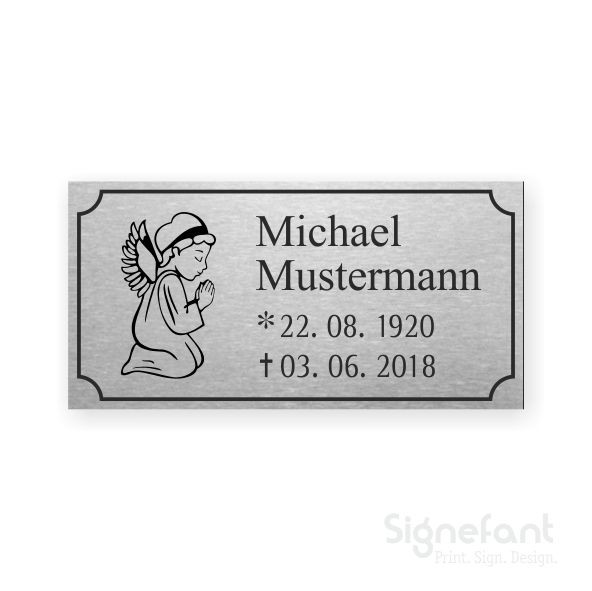 Edelstahl-Grabschild "Betender Engel"