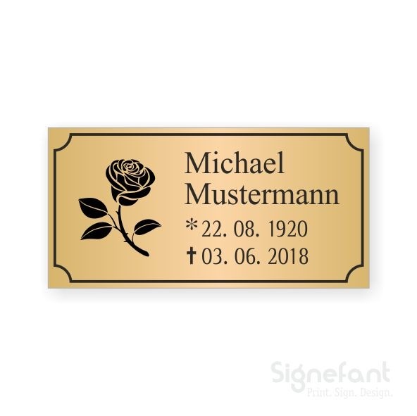 Messing-Grabschild "Rose"