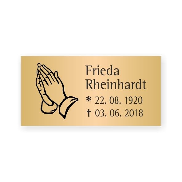 Messing-Grabschild "Betende Hände"