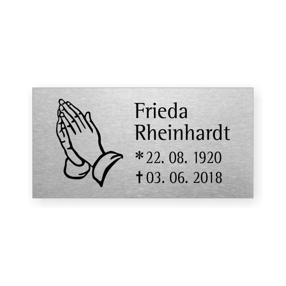 Edelstahl-Grabschild "Betende Hände"