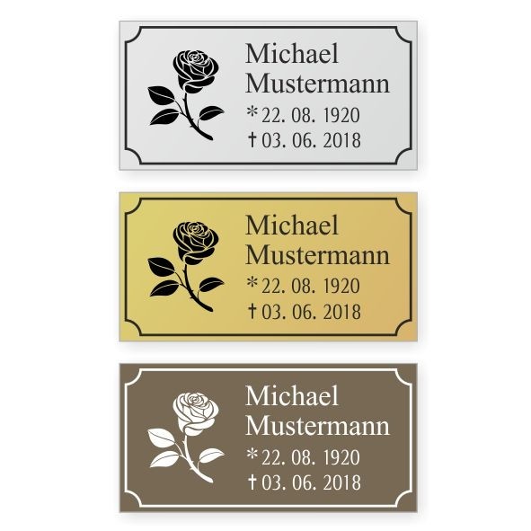 Aluminium-Grabschild "Rose"