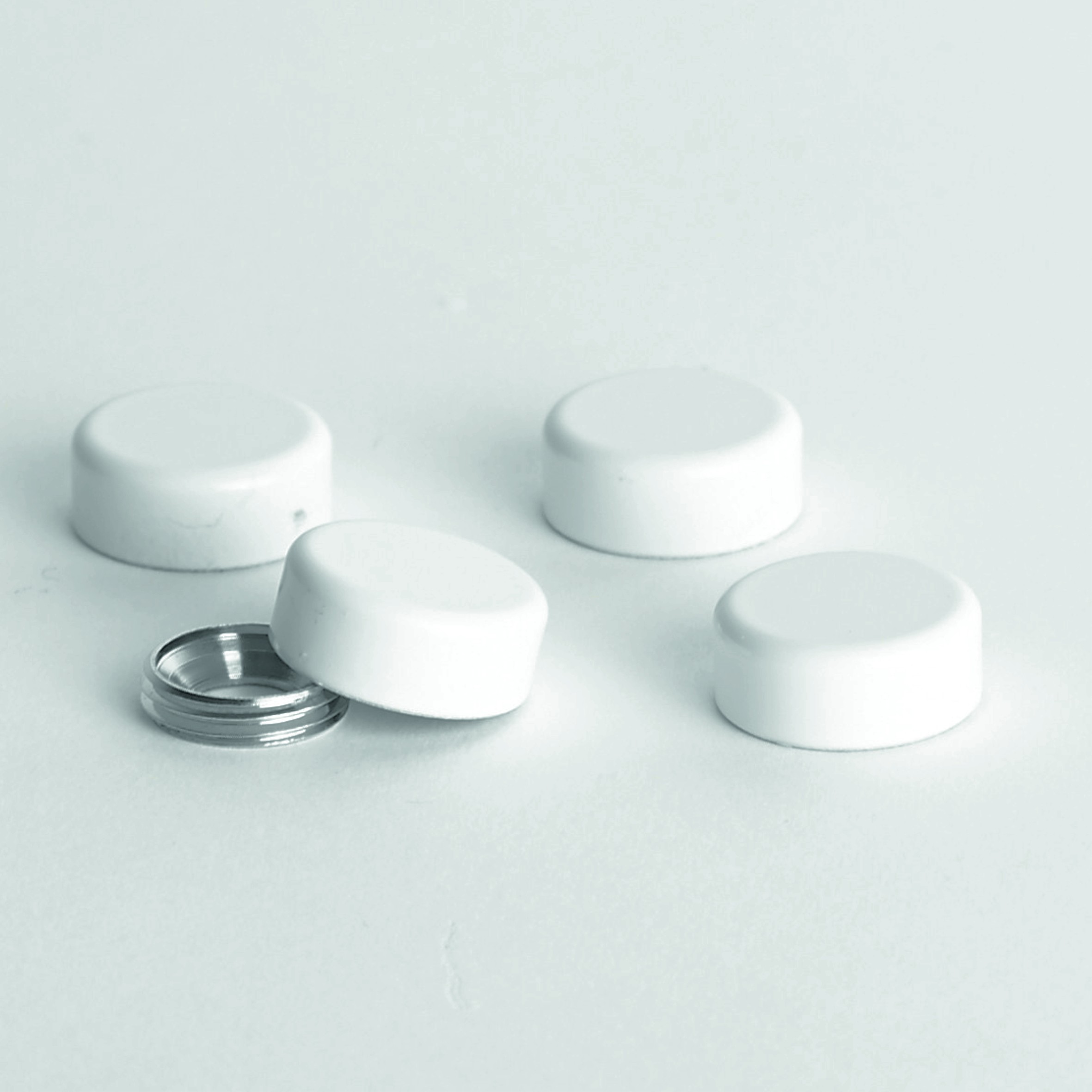 Schraubenkopf-Abdeckungsset Aluminium weiß - 14mm Durchmsser