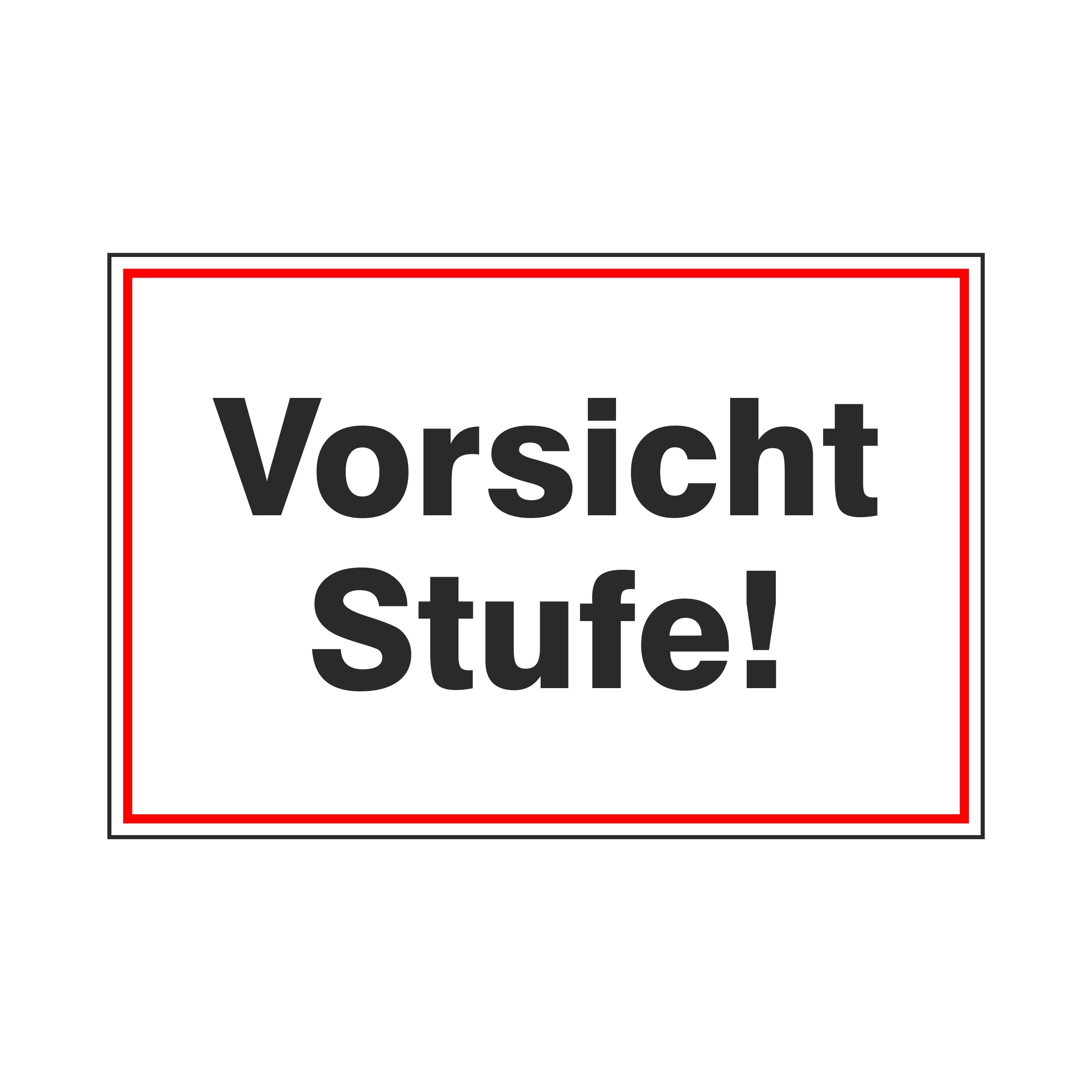 Hinweisschild "Vorsicht Stufe"