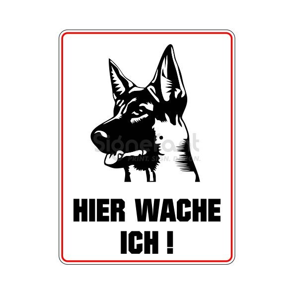Hinweisschild "Hier wache ich" Schäferhund